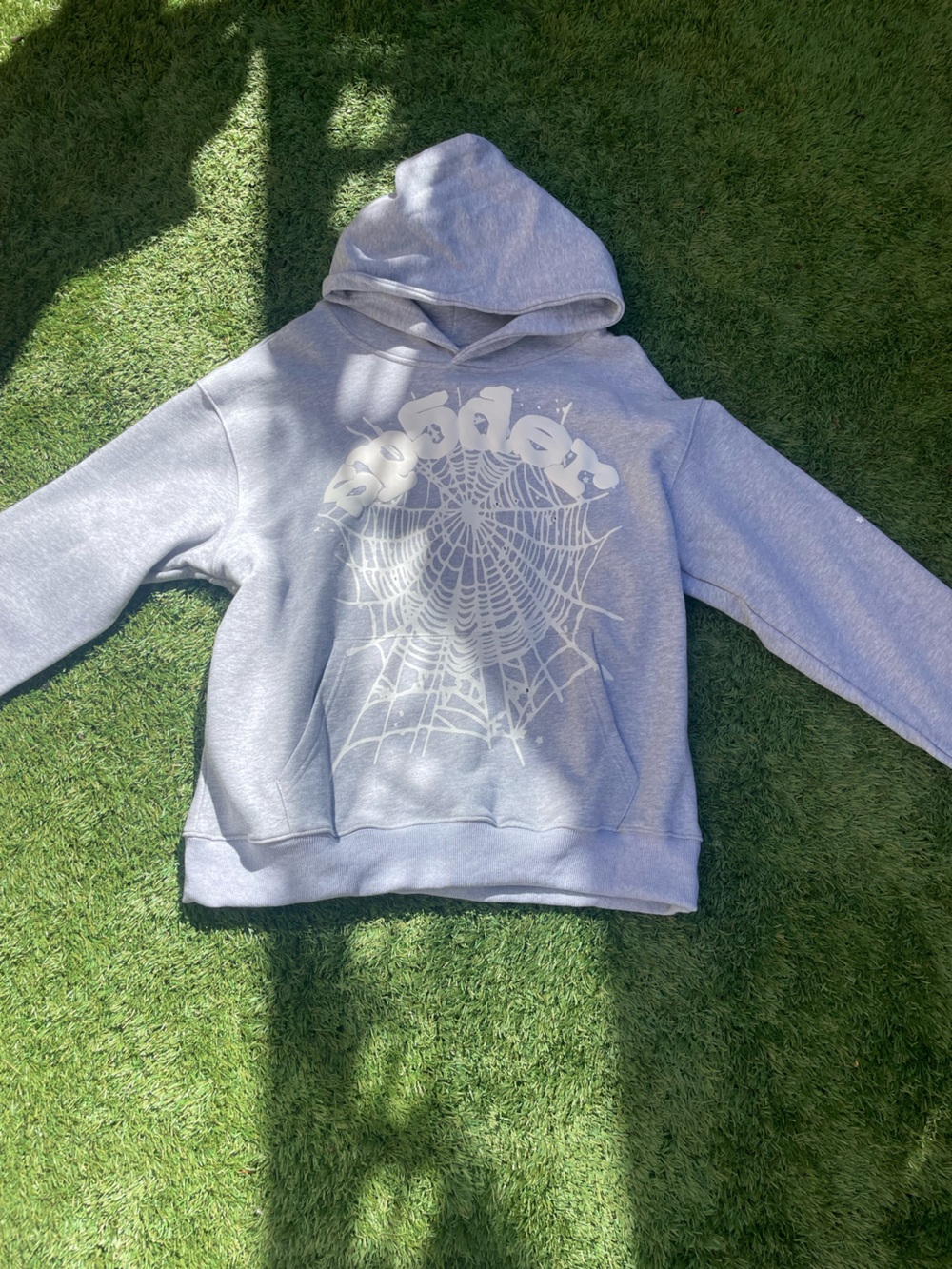 Kids Light Gray Spiderweb Pullover Hoodie